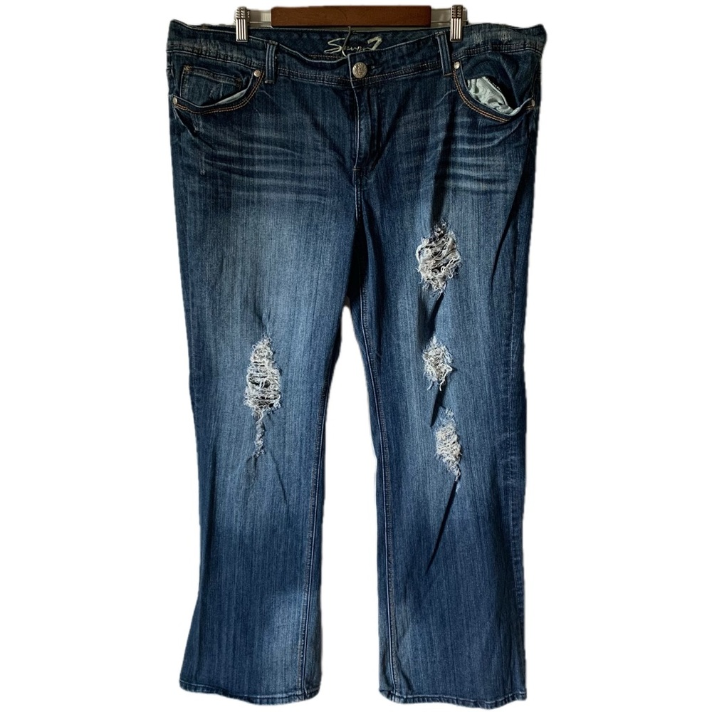 Seven7 Straight Leg Ripped Jeans